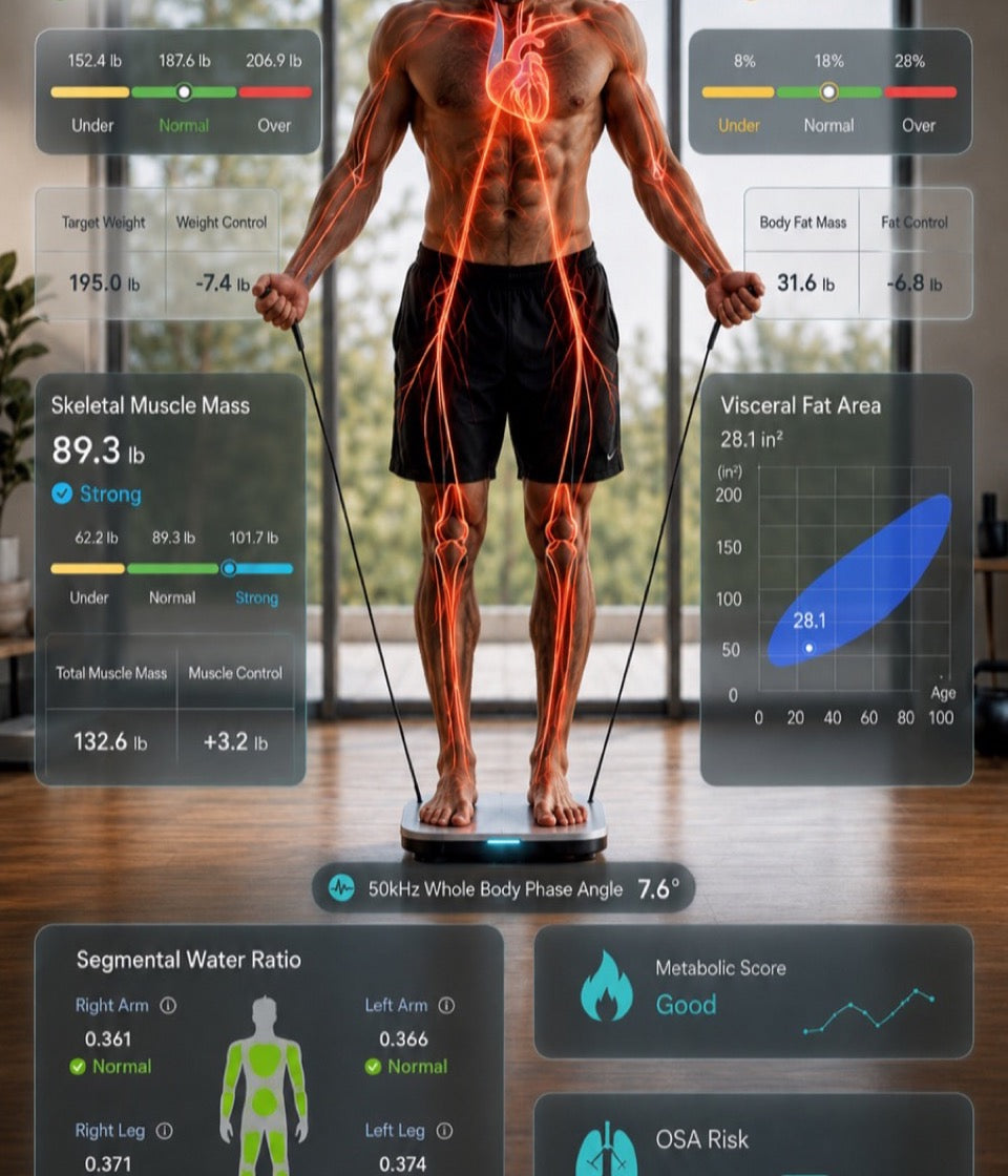 Person using Syvols body intelligence analyzer at home